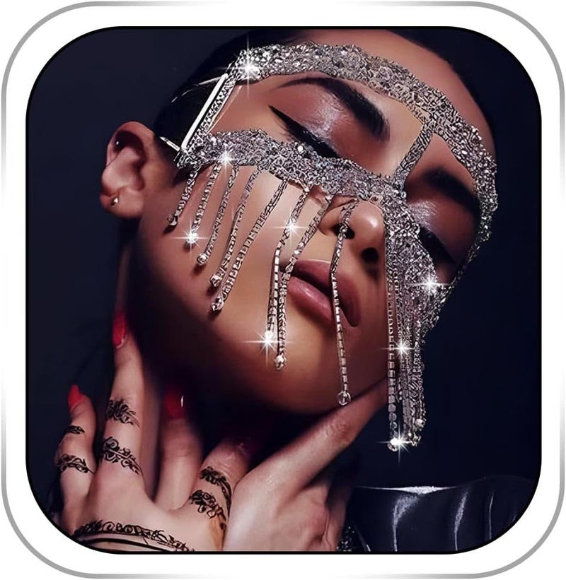 Fdesigner Vintage Head Chain Rhinestone Wedding Headpieces Face Cover Mask Hair Jewelry Gypsy Women Hair Accessories - Image 1